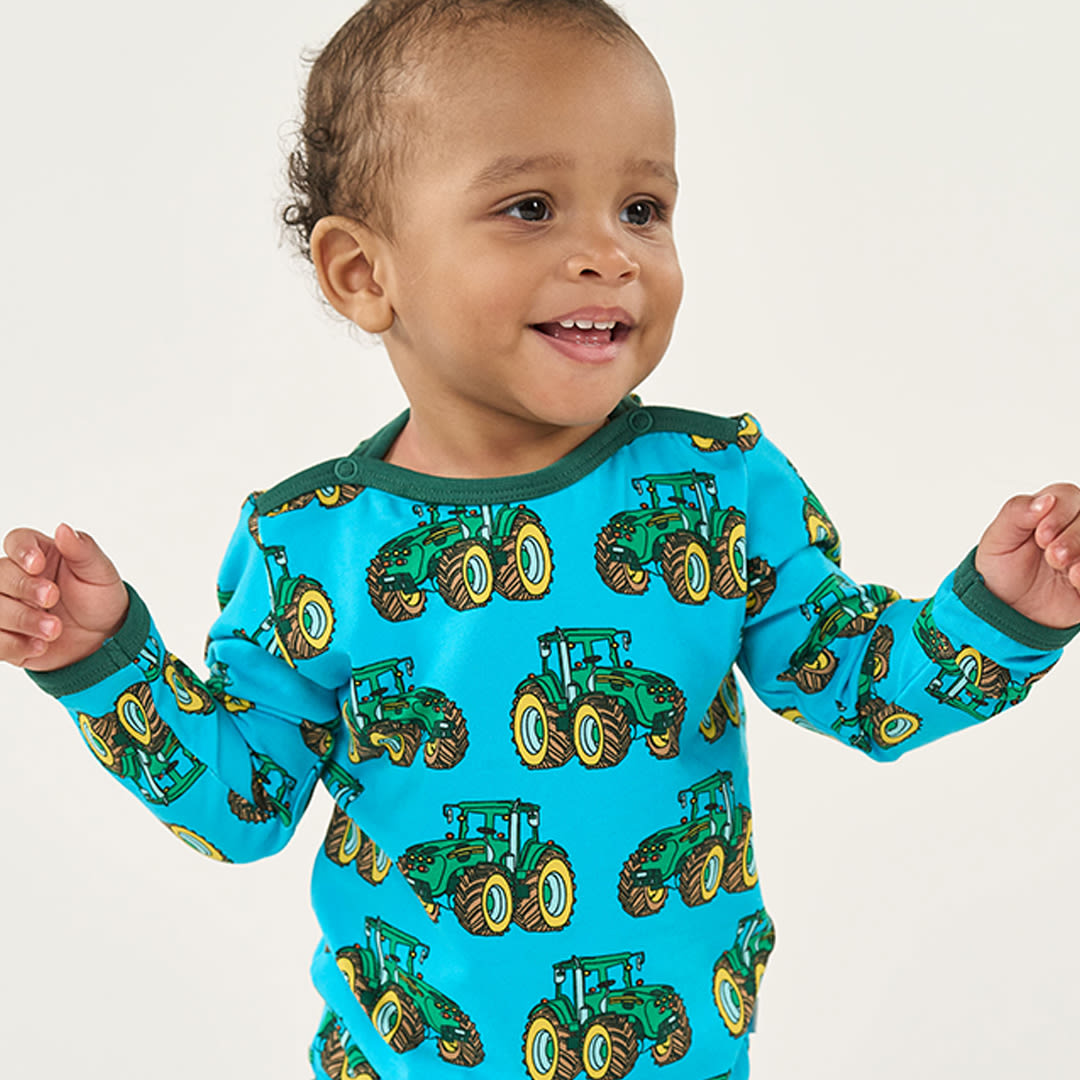 Elstar long-sleeved baby body with tractor