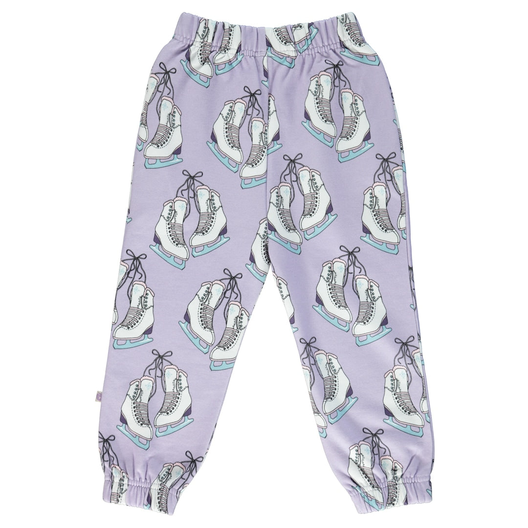 Sweatpants with ice skates