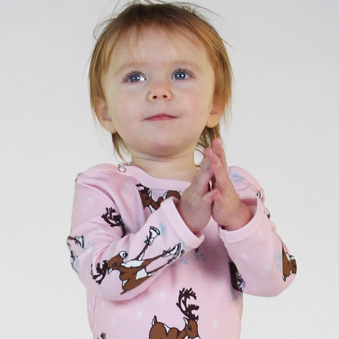 Long-sleeved baby body with reindeer