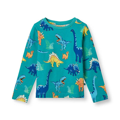 Long-sleeved top with dinosaurs