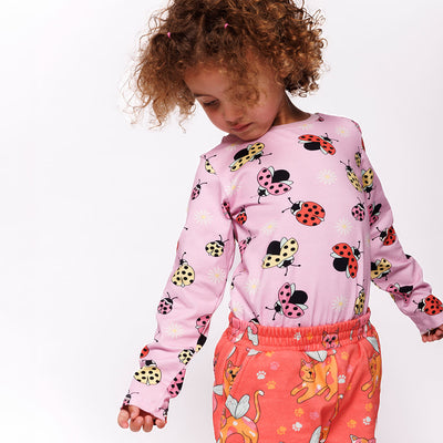 Long-sleeved top with ladybirds