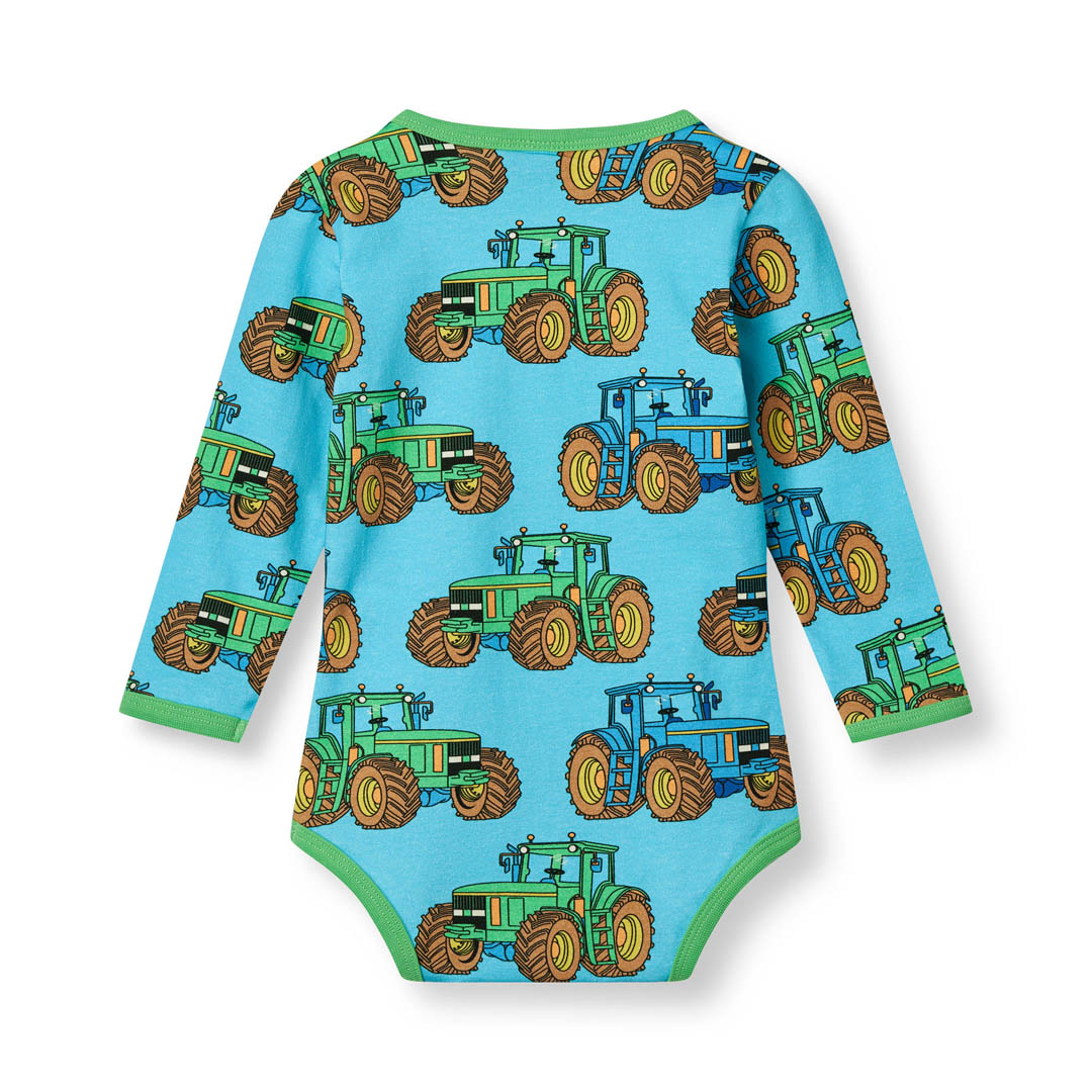 Long-sleeved baby body with tractors