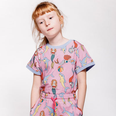 T-shirt with mermaids and dolphins