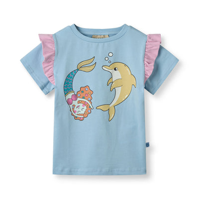 T-shirt with mermaid and dolphin