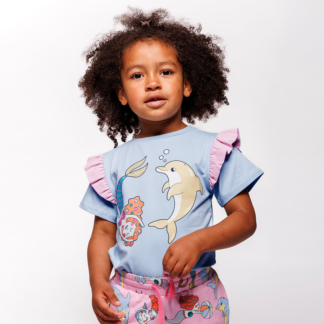 T-shirt with mermaid and dolphin