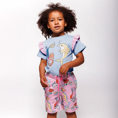 Shorts with mermaids and dolphins