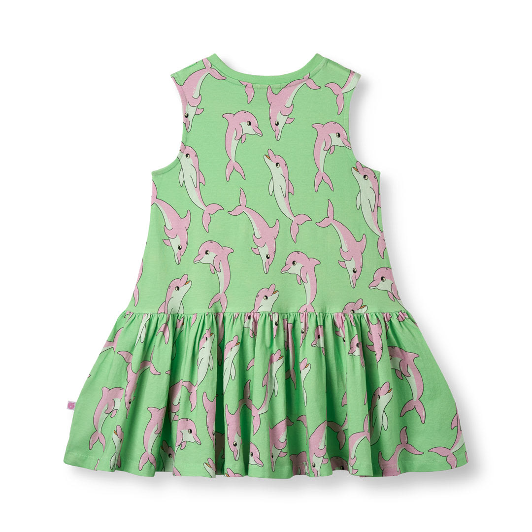 Sleeveless dress with dolphins