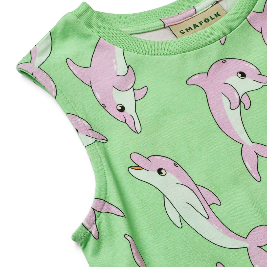 Sleeveless dress with dolphins