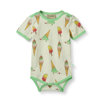 Short-sleeved baby body with ice cream