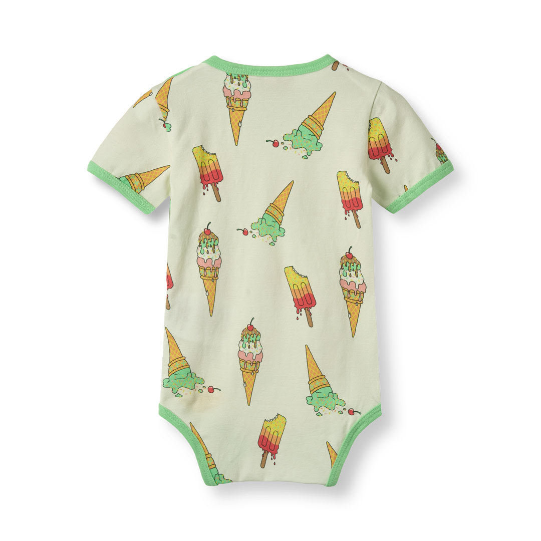 Short-sleeved baby body with ice cream