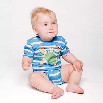 Short-sleeved baby body with sea turtle