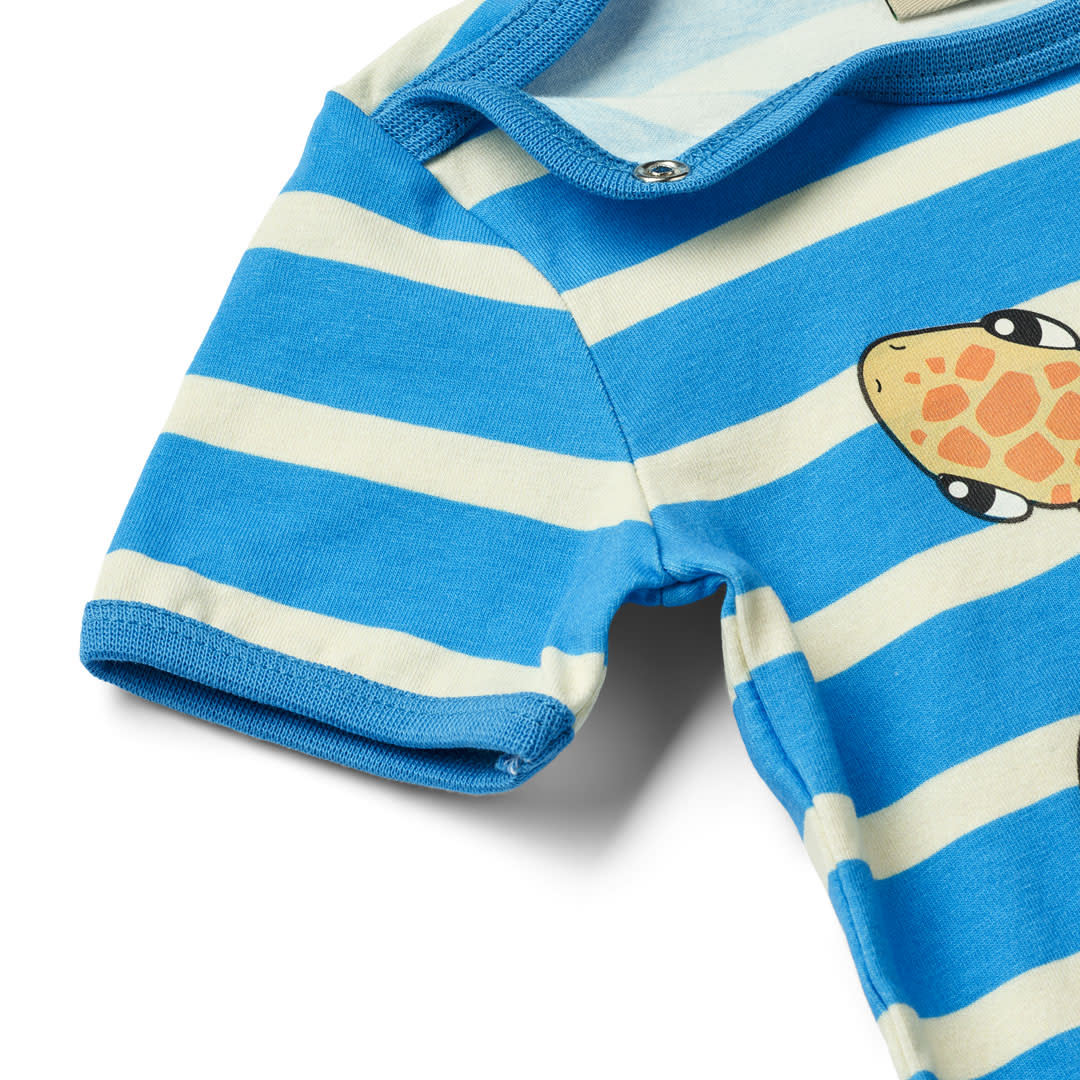 Short-sleeved baby body with sea turtle