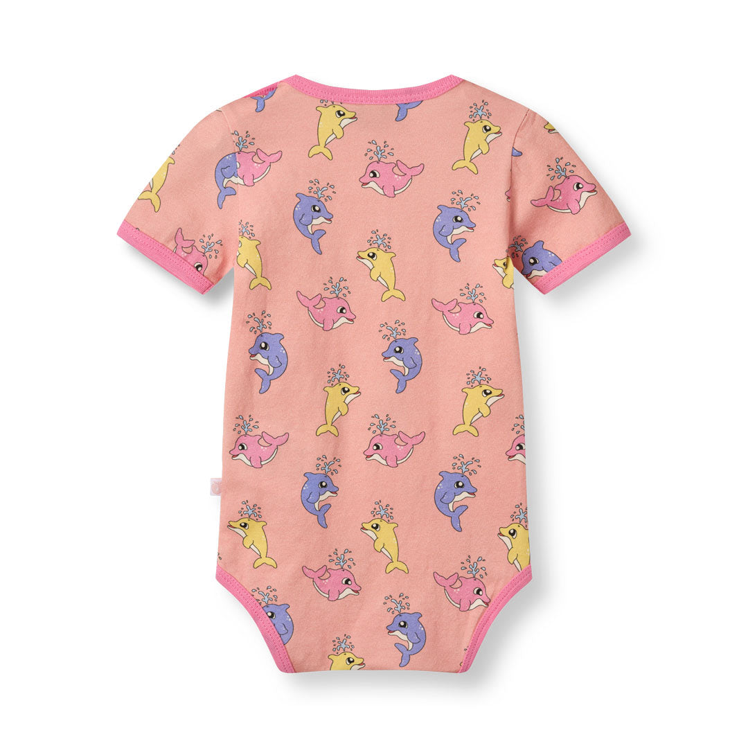 Short-sleeved baby body with baby dolphins
