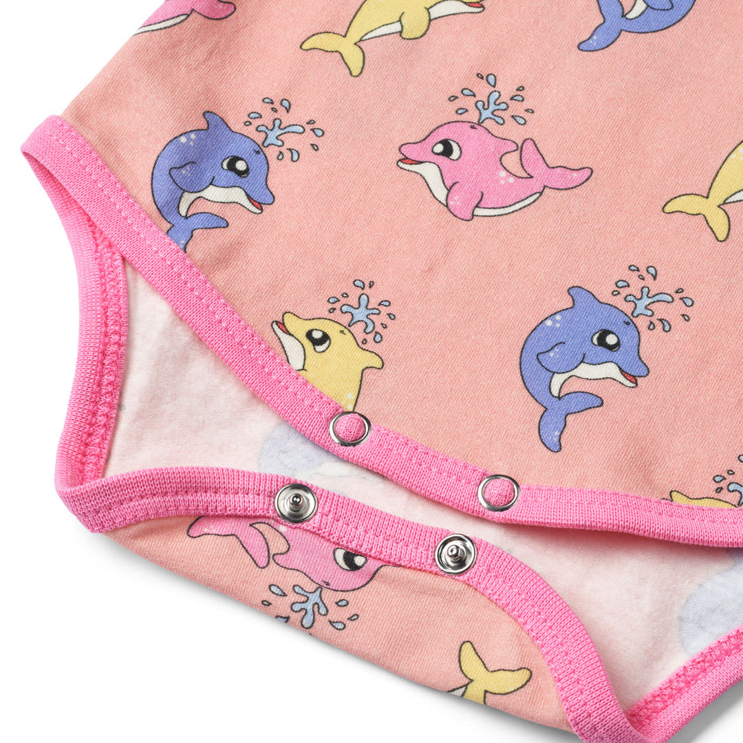 Short-sleeved baby body with baby dolphins