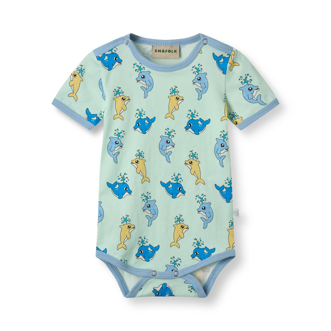 Short-sleeved baby body with baby dolphins