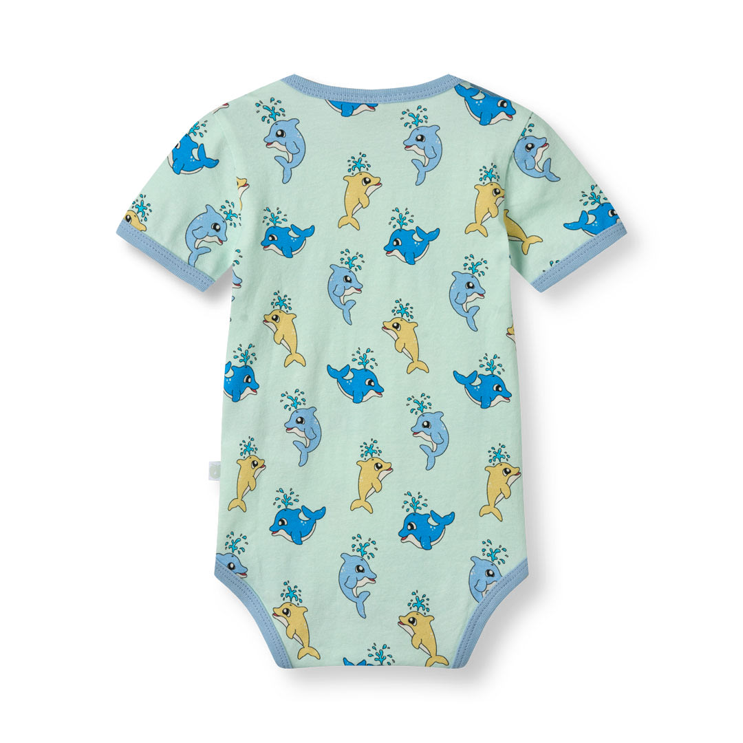 Short-sleeved baby body with baby dolphins