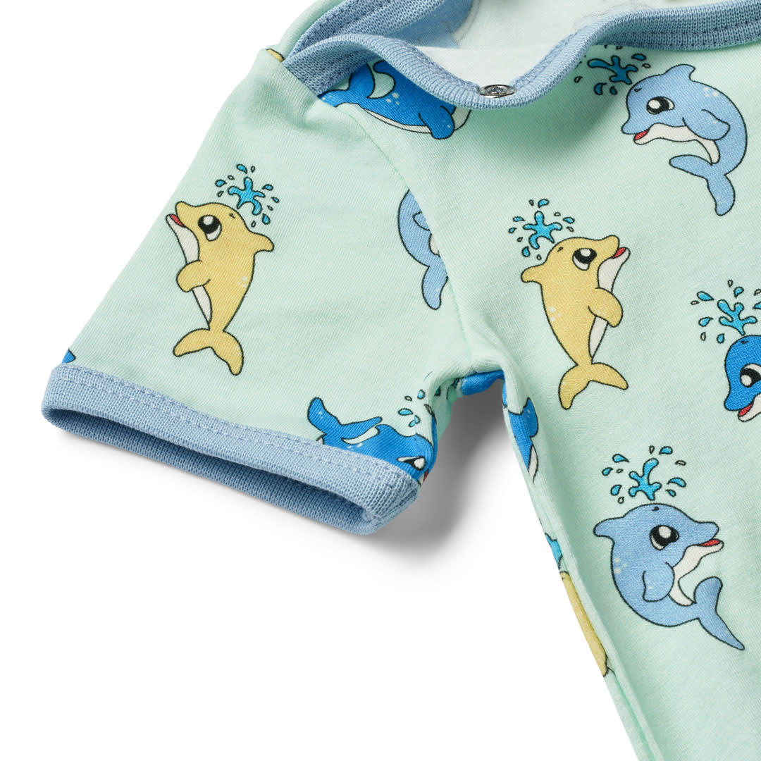 Short-sleeved baby body with baby dolphins