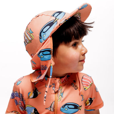 UV50 sun hat with fish