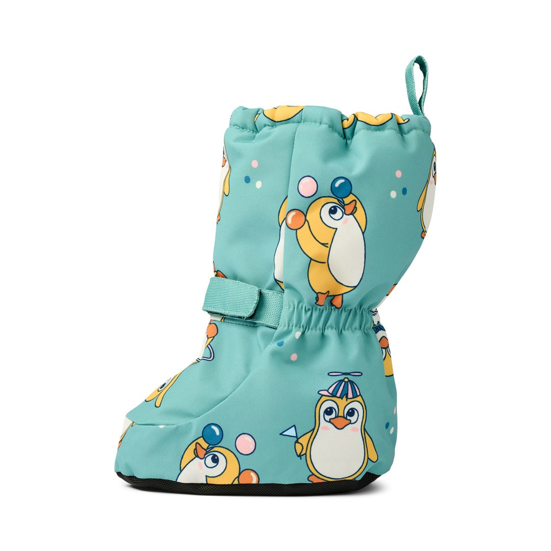 Baby booties with penguins
