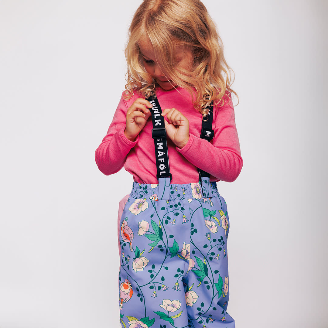 Ski pants with birds and flowers