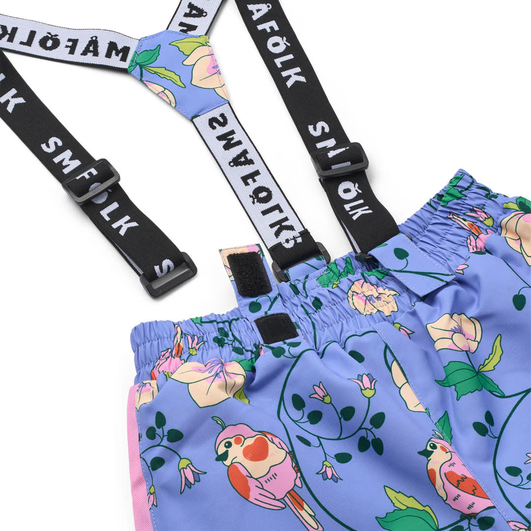 Ski pants with birds and flowers