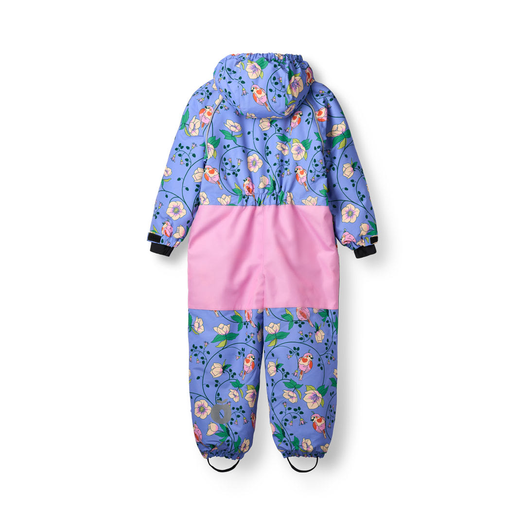 Children's snowsuit with birds and flowers