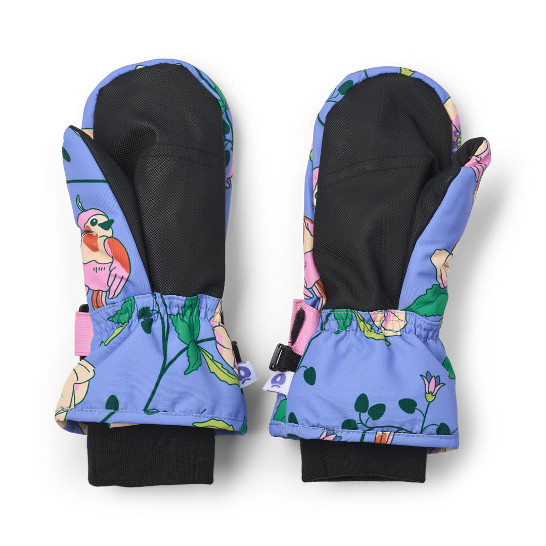 Mittens with birds and flowers