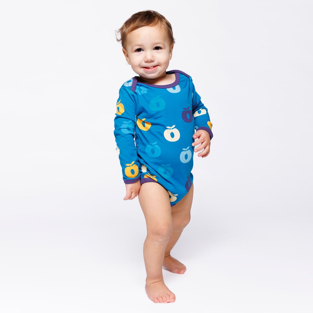 Ulm long-sleeved baby body with apples