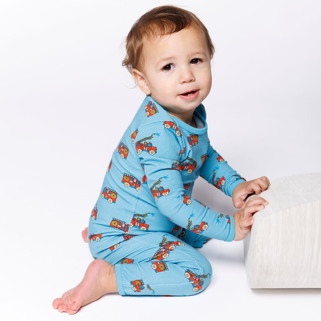 Elstar long-sleeved baby suit with fire truck