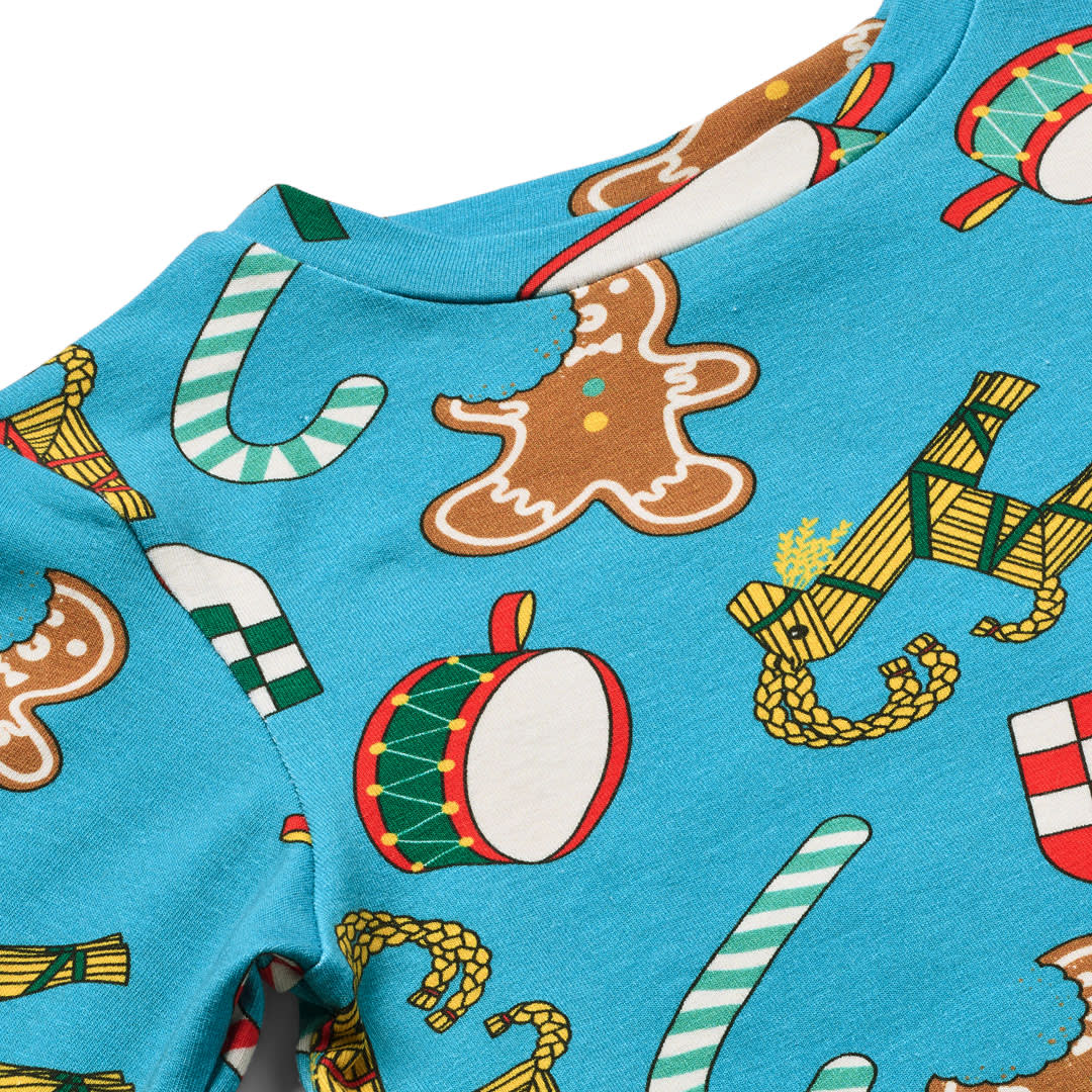 Gala long-sleeved top with Christmas decorations