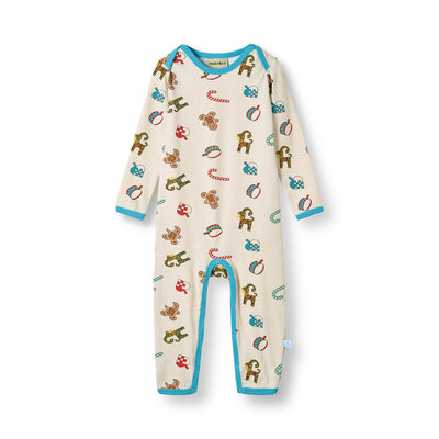 Ulm long-sleeved baby suit with Christmas decorations