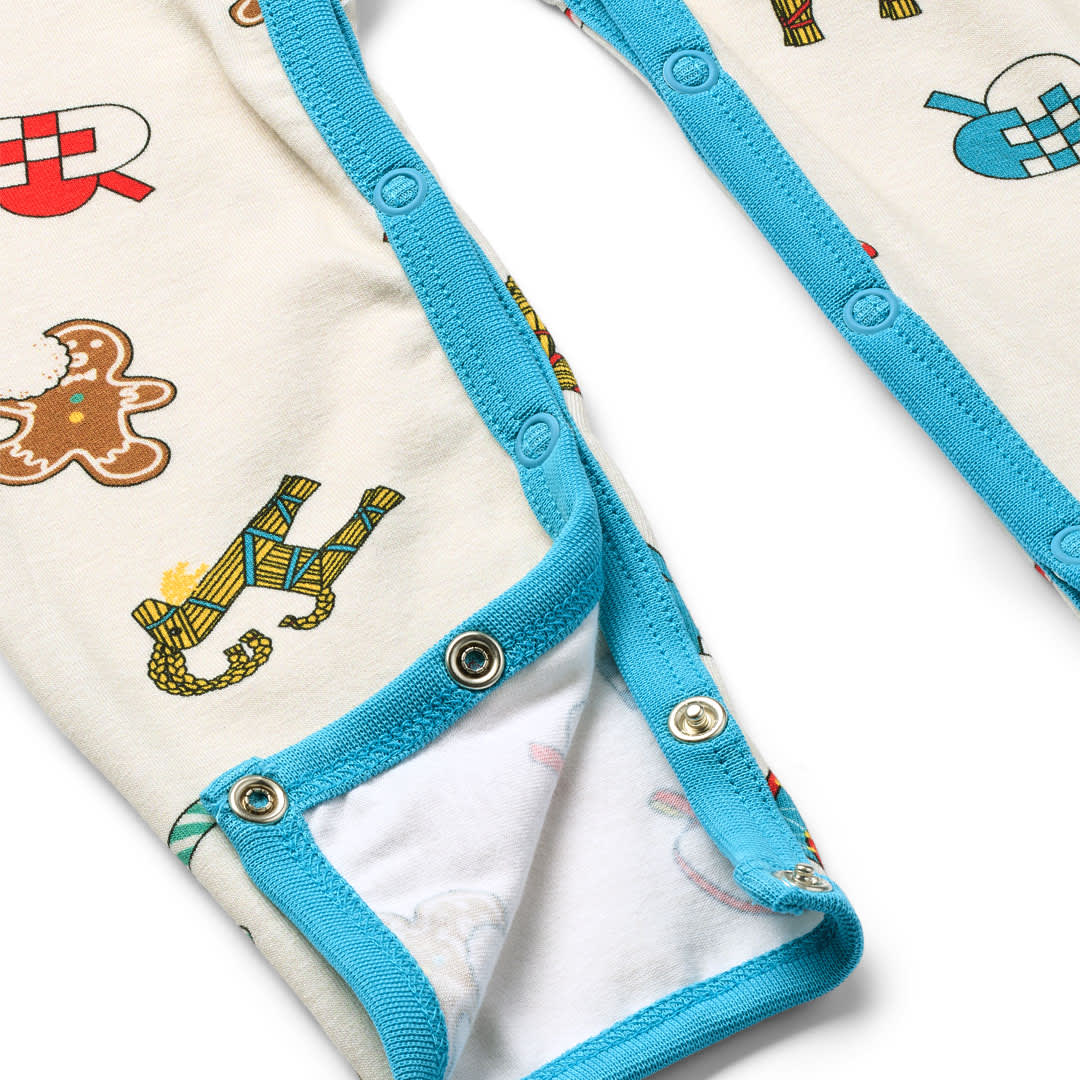 Ulm long-sleeved baby suit with Christmas decorations