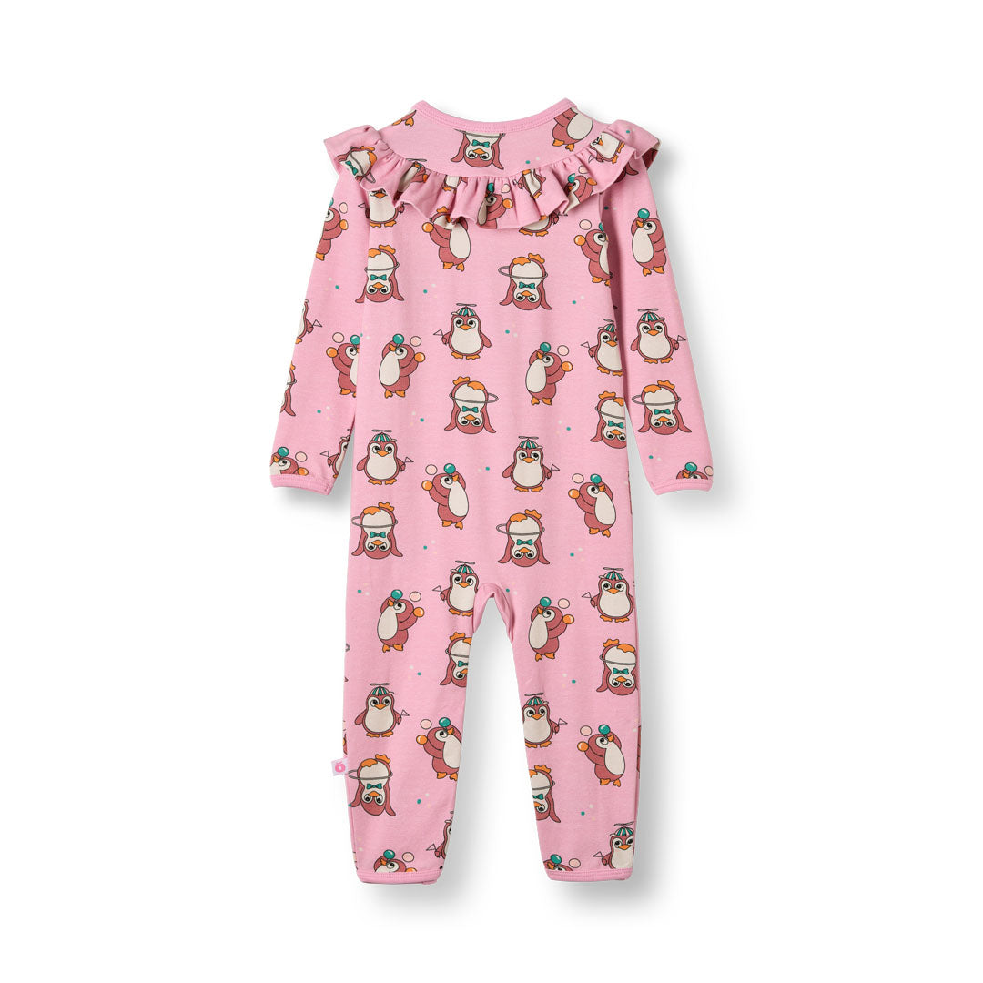 Paula Red long-sleeved baby suit with circus penguins
