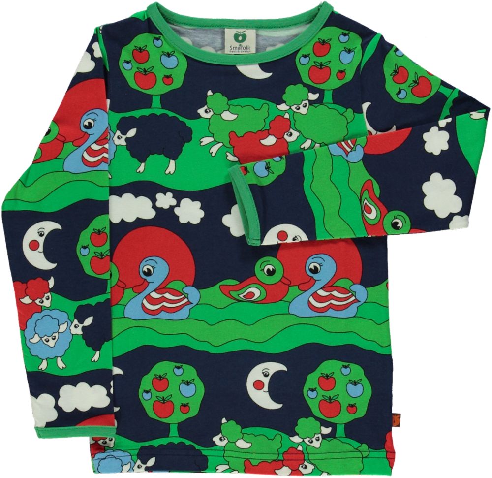 Long-sleeved top with sheep and ducks