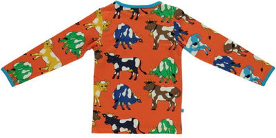 Long sleeved top with cows