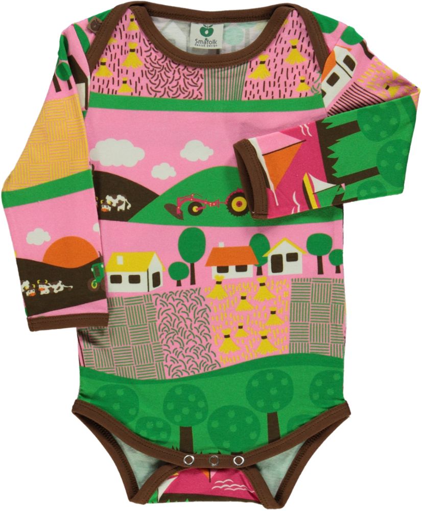 Long-sleeved baby body with landscape