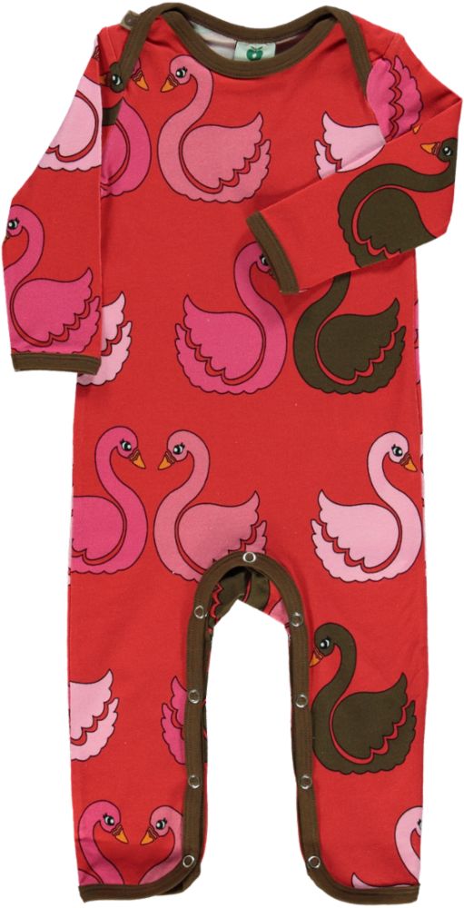 Long-sleeved baby suit with swans