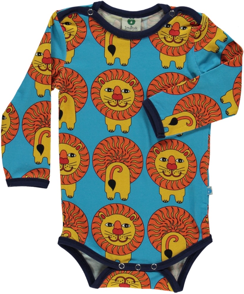 Long-sleeved baby body with lions
