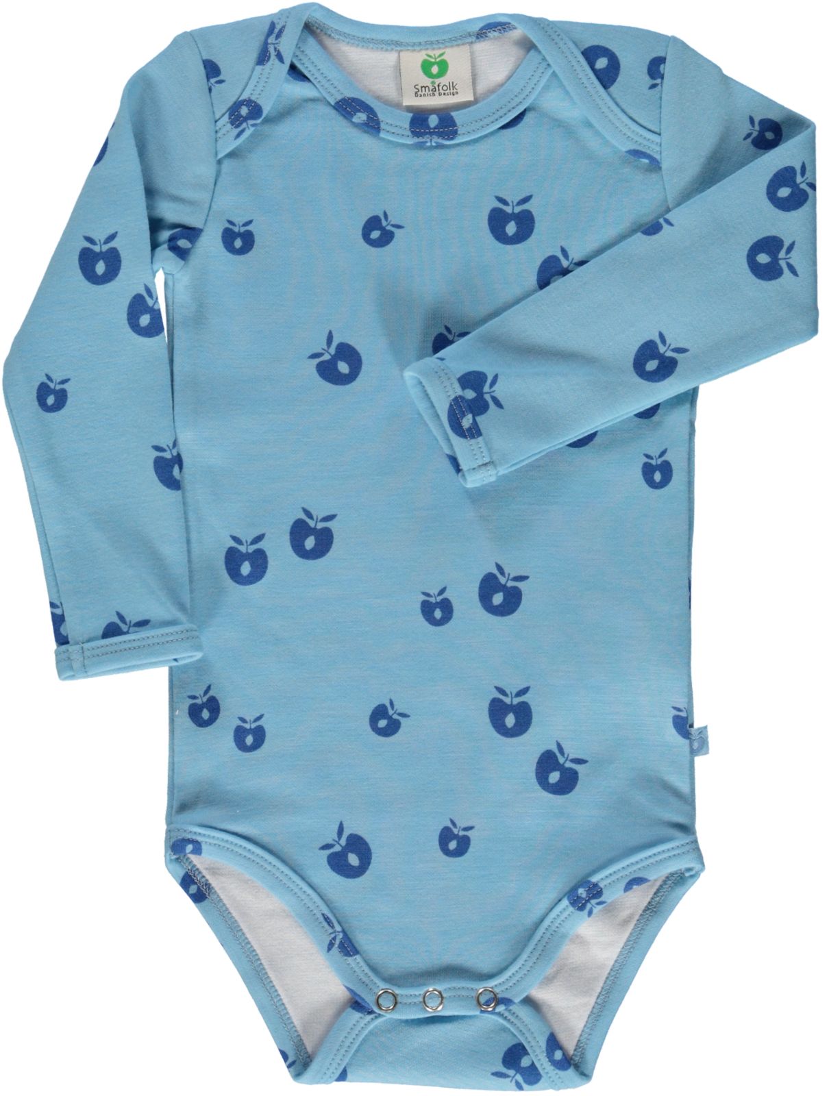 Long-sleeved baby body in wool mix with apples
