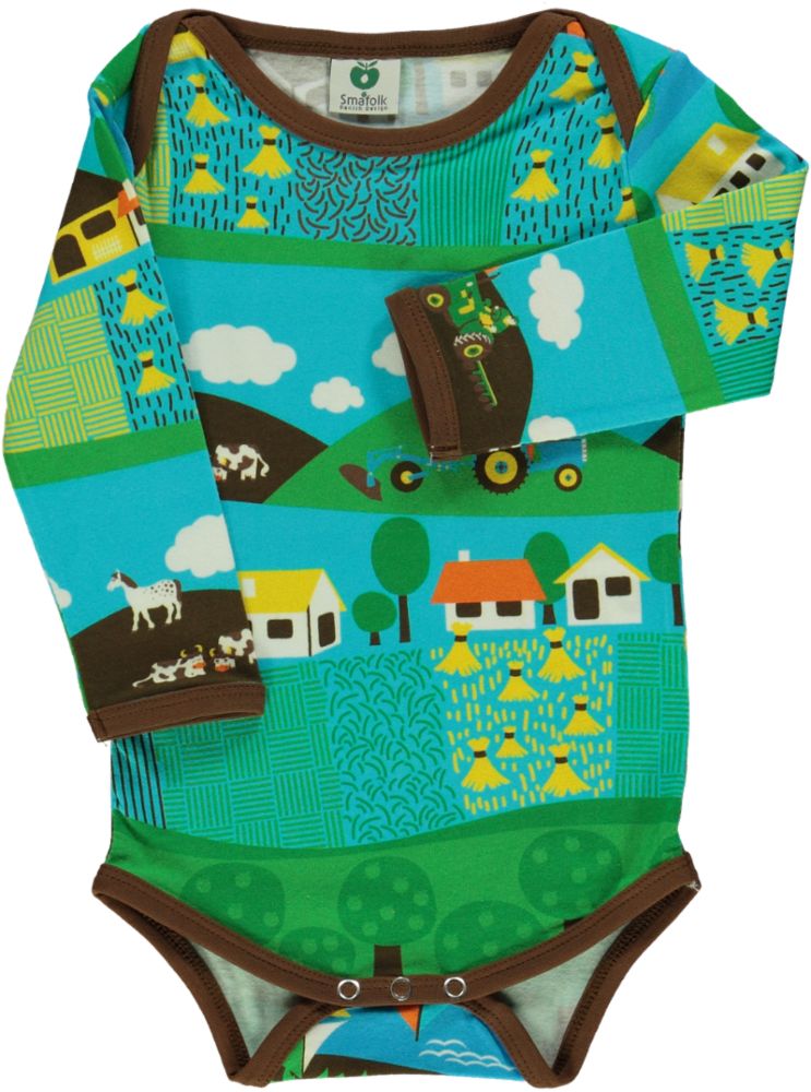 Long-sleeved baby body with landscape