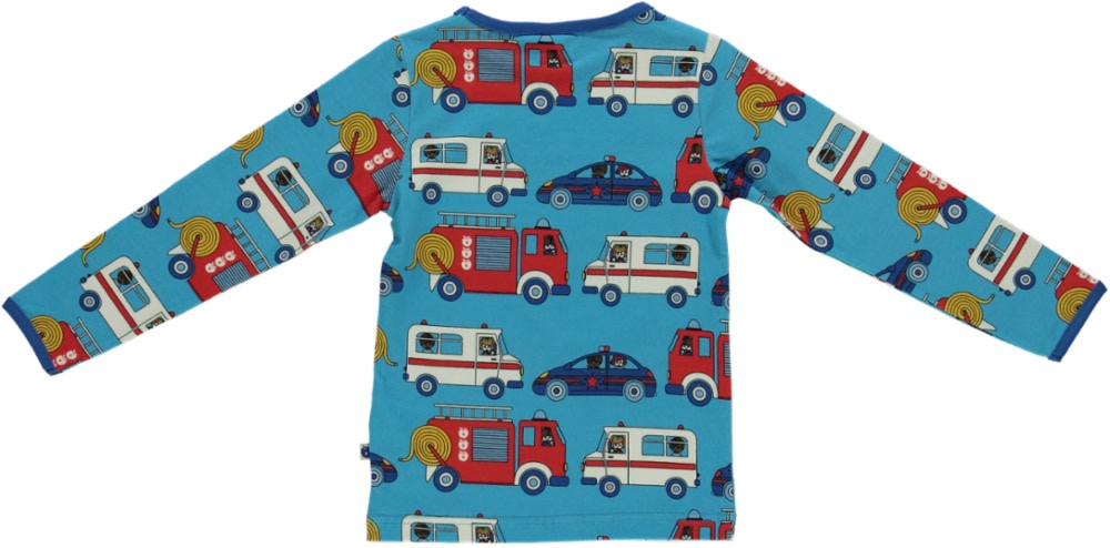 Long sleeved top with emergency vehicles