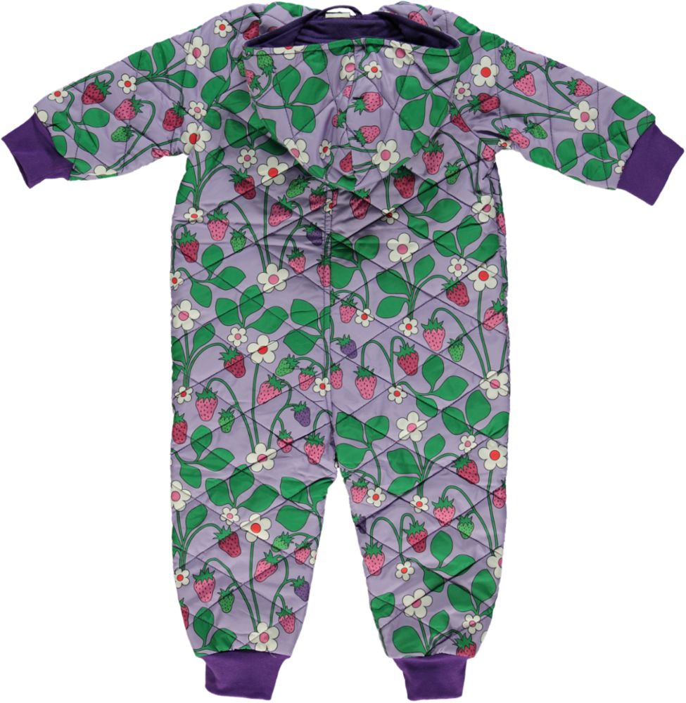 Quilted thermo suit for baby with strawberries