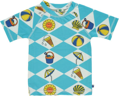 UV50 Swim T-shirt with summer vacation symbols