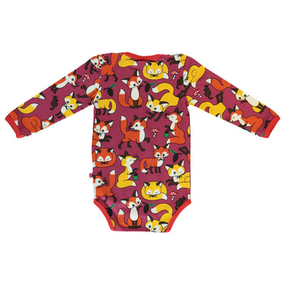 Long-sleeved baby body with foxes