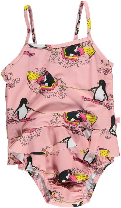 UV50 Baby Diaper swimsuit, with skirt,surf penguin