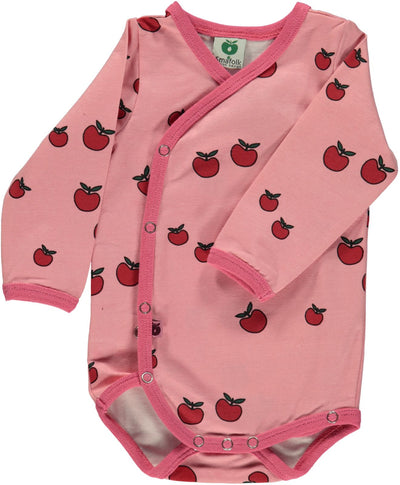Long-sleeved baby body for newborn with apples