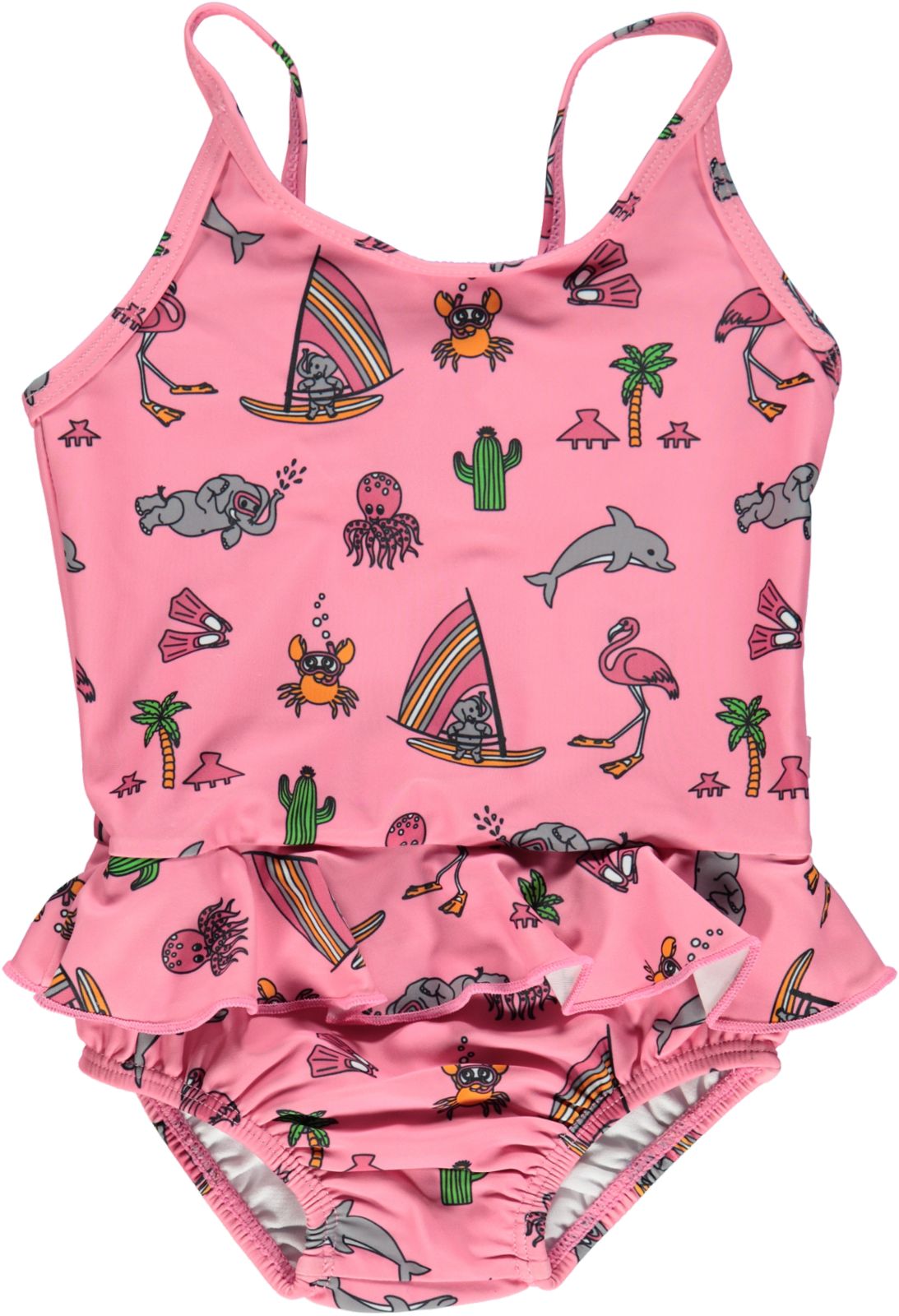 UV50 Baby swimsuit with ruffles and seaworld