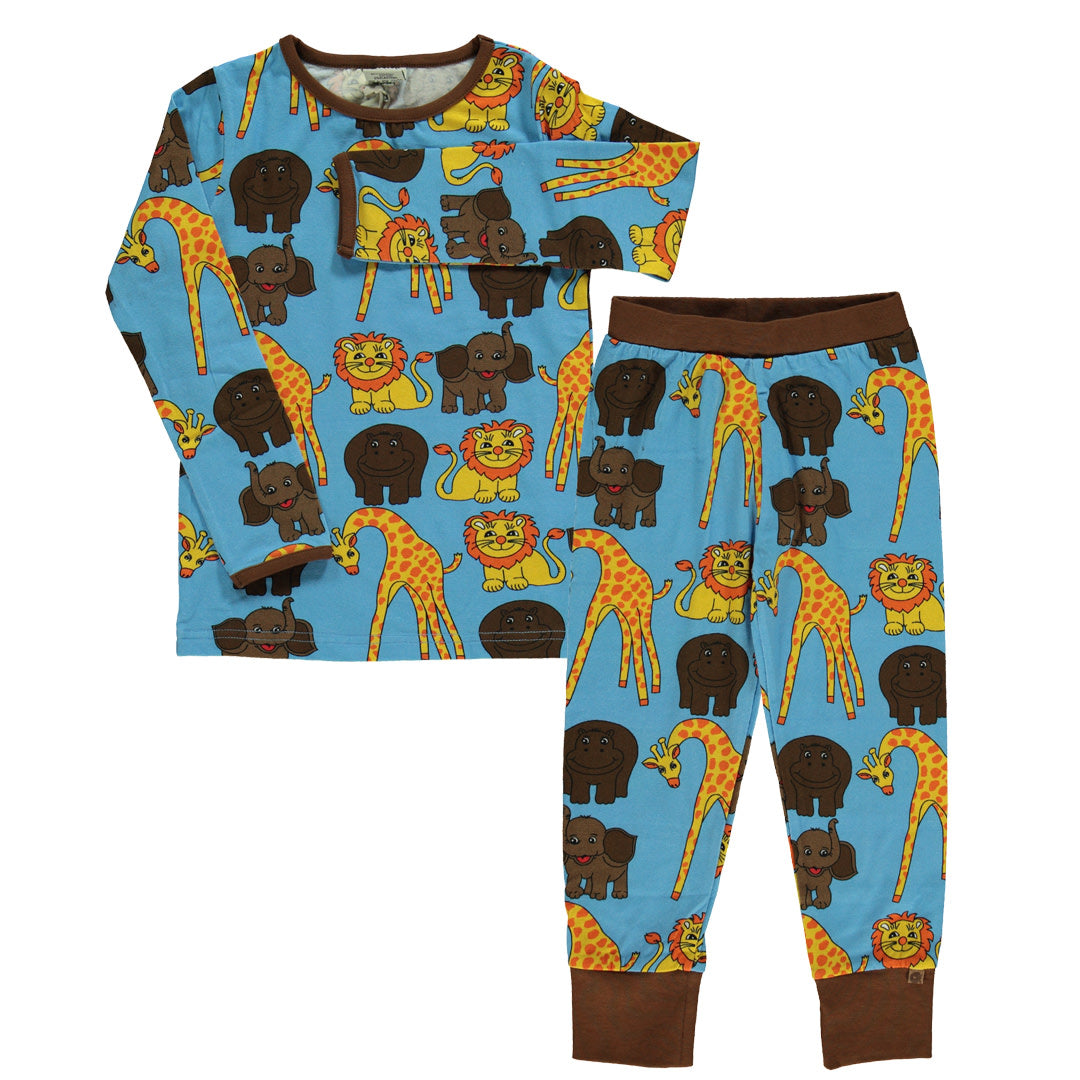 Nightwear with giraffe, lion, hippo and elephant