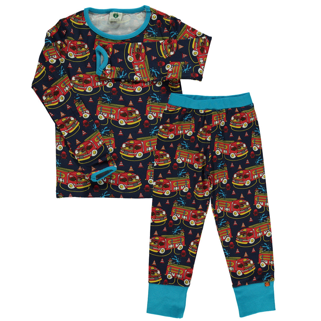 Nightwear with fire trucks