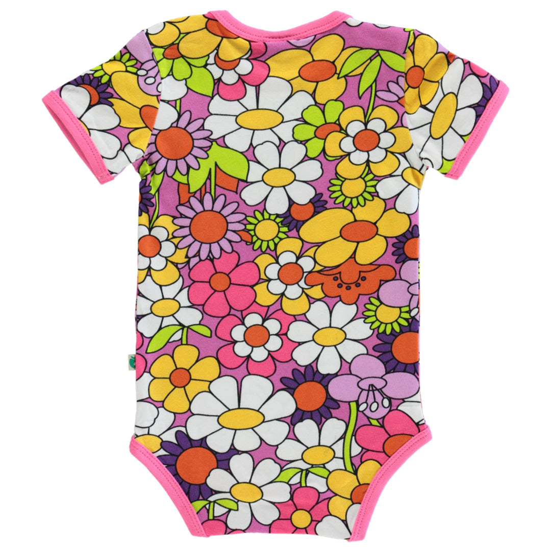 Short-sleeved baby body with flowers